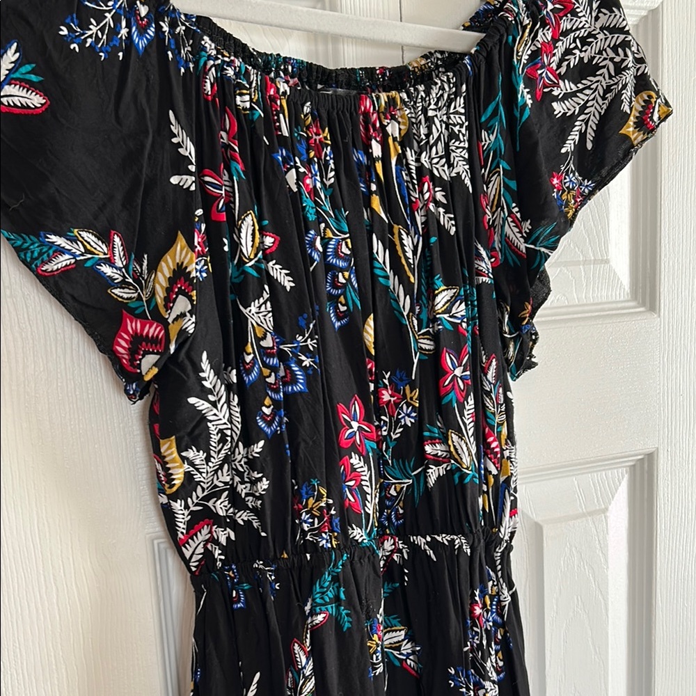Black Floral Off-Shoulder Dress